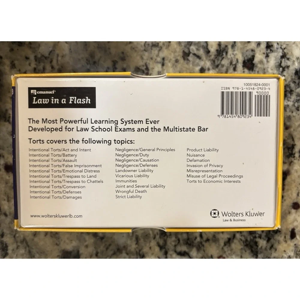 Emanuel Law in a Flash : Torts by Steven L. Emanuel NEW SEALED CARDS